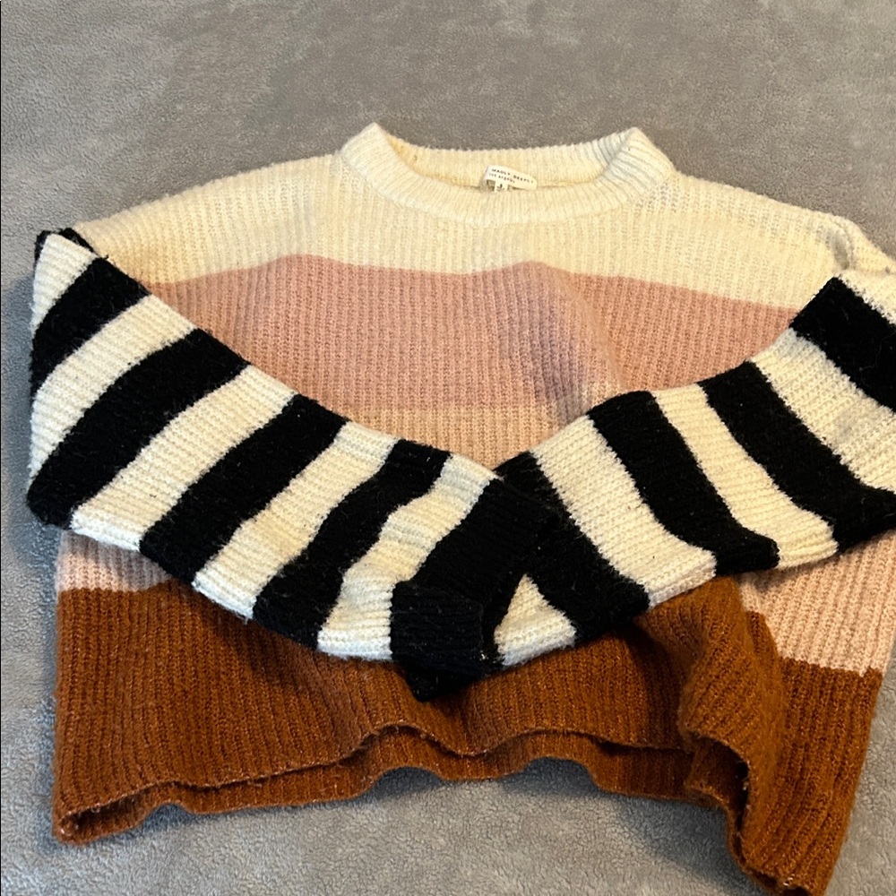 Truly Madly Deeply Striped Sweater in Cream, Pink, Black, and Brown